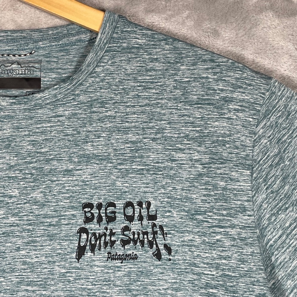 Patagonia T Shirt Big Oil Dont Surf Graphic Tee Blue Heather Size S - Picture 4 of 8